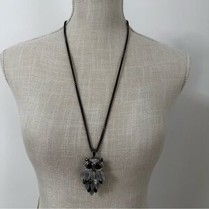 Owl Pendant Necklace Silver Toned